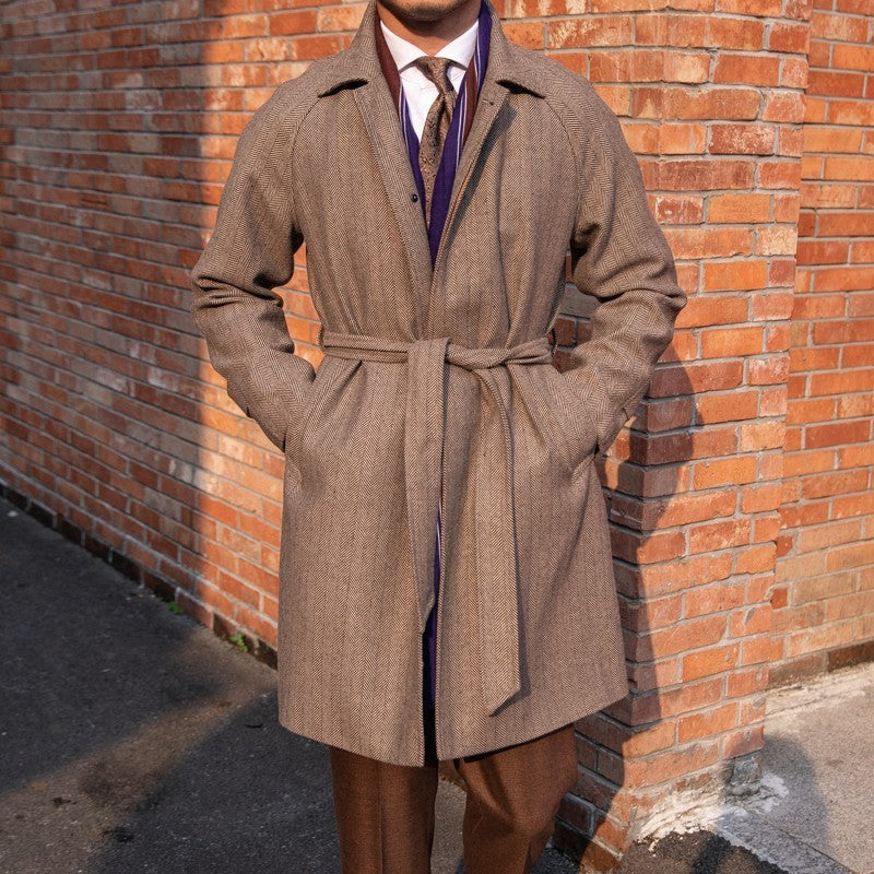 men's herringbone wool slim fit coat, view 2 - MRSLM