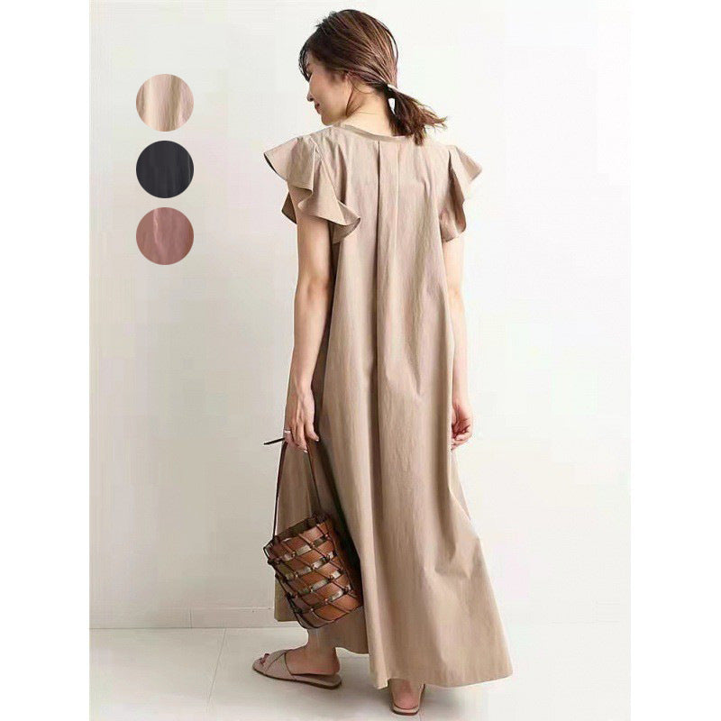 Ruffle sleeve loose long dress, view 2 - MRSLM