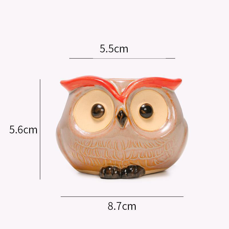 owl ceramic flower pot, view 4 - MRSLM