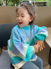 mom and kids matching striped sweater coat, view 5 - MRSLM