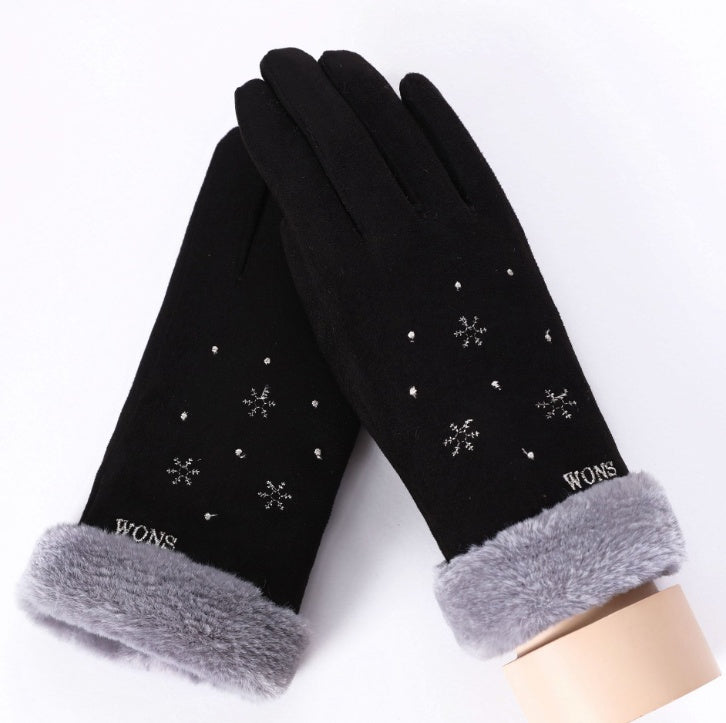 Women's plush-lined suede touchscreen gloves, view 27 - MRSLM