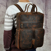 cowhide leather backpack, view 3 - MRSLM