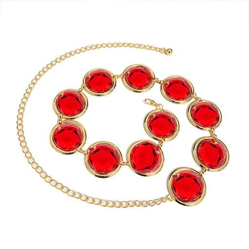 anime cosplay belt with red gem chain - MRSLM