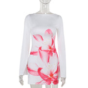 Slim flower long sleeve dress, view 6 - MRSLM