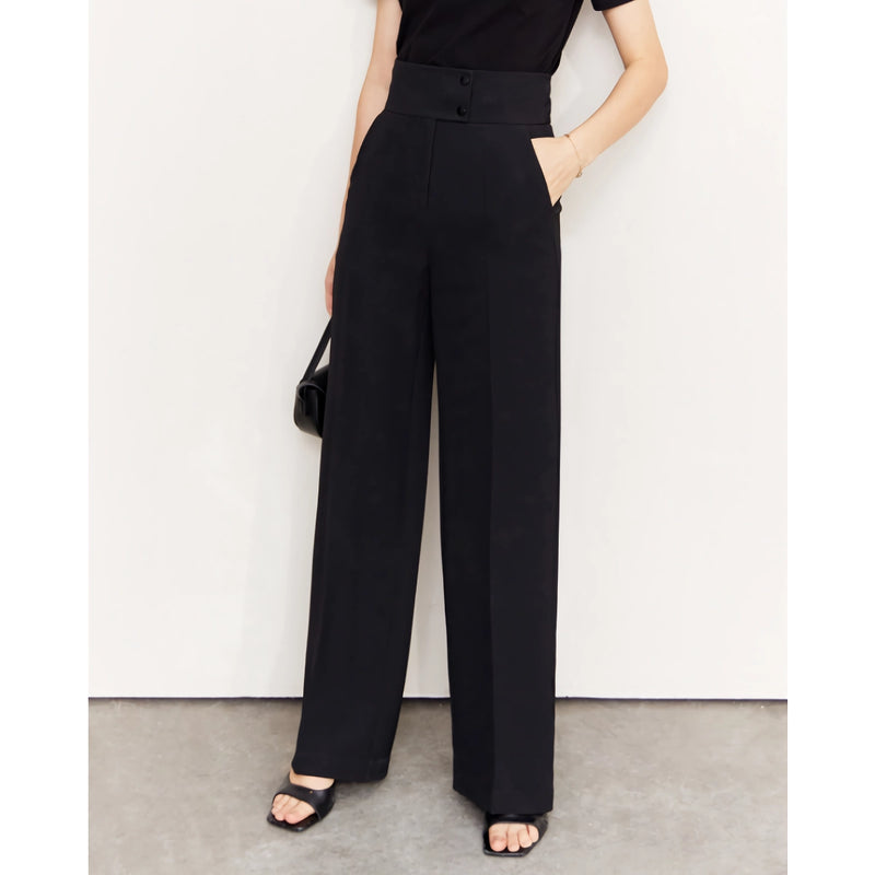 high-waisted wide-leg women's trousers, view 8 - MRSLM