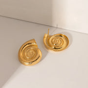 Gold-plated spiral conch earrings, view 2 - MRSLM