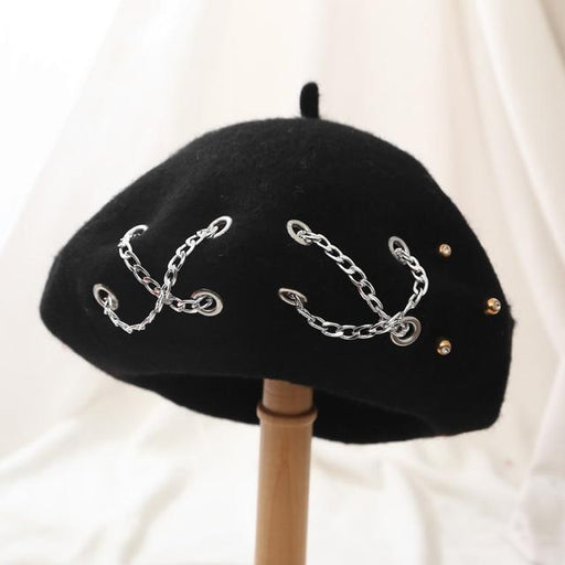 cross chain wool beret - MRSLM
