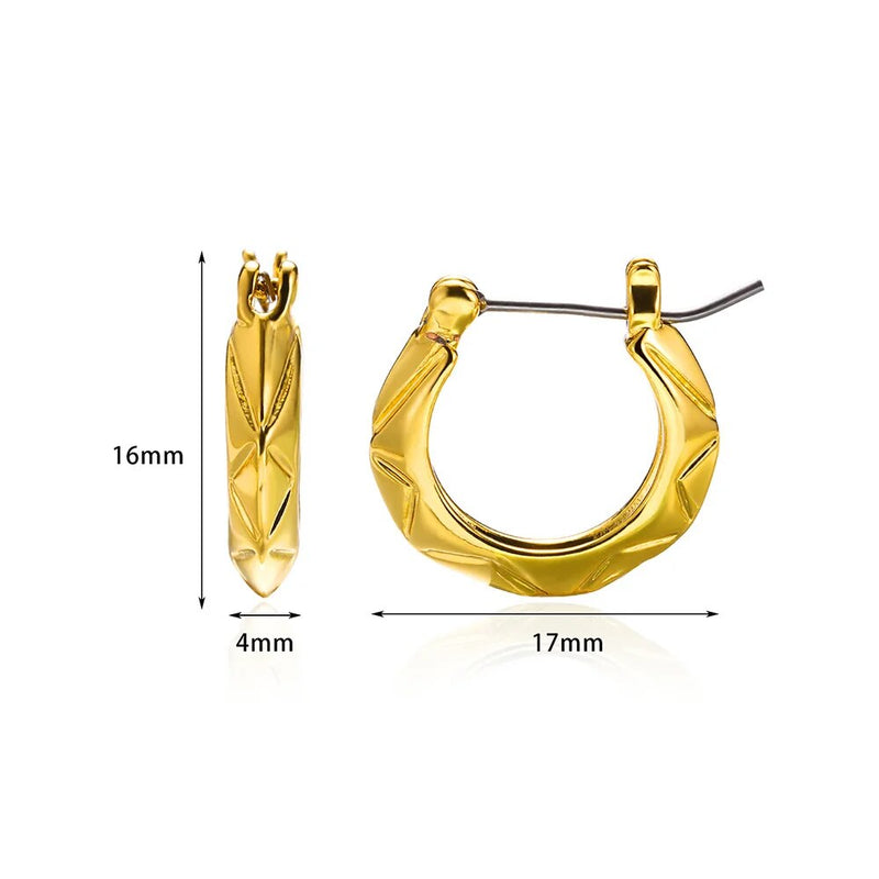 Gold color stainless steel hoop earrings, view 5 - MRSLM