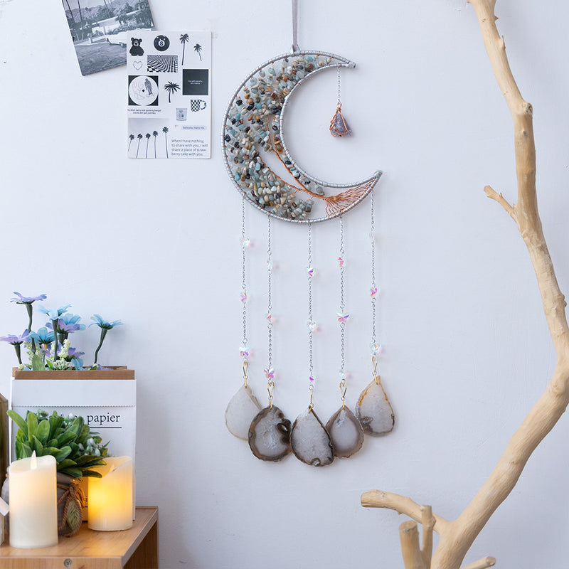 natural agate crystal dream catcher pendant, view 20 - MRSLM