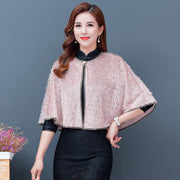 short round neck cape shawl, view 4 - MRSLM