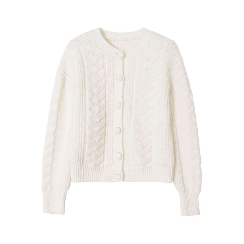 women's knit cardigan, round neck, view 4 - MRSLM