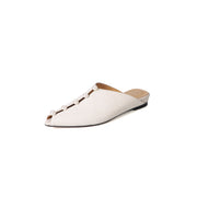 Pearl embellished leather mules, view 2 - MRSLM