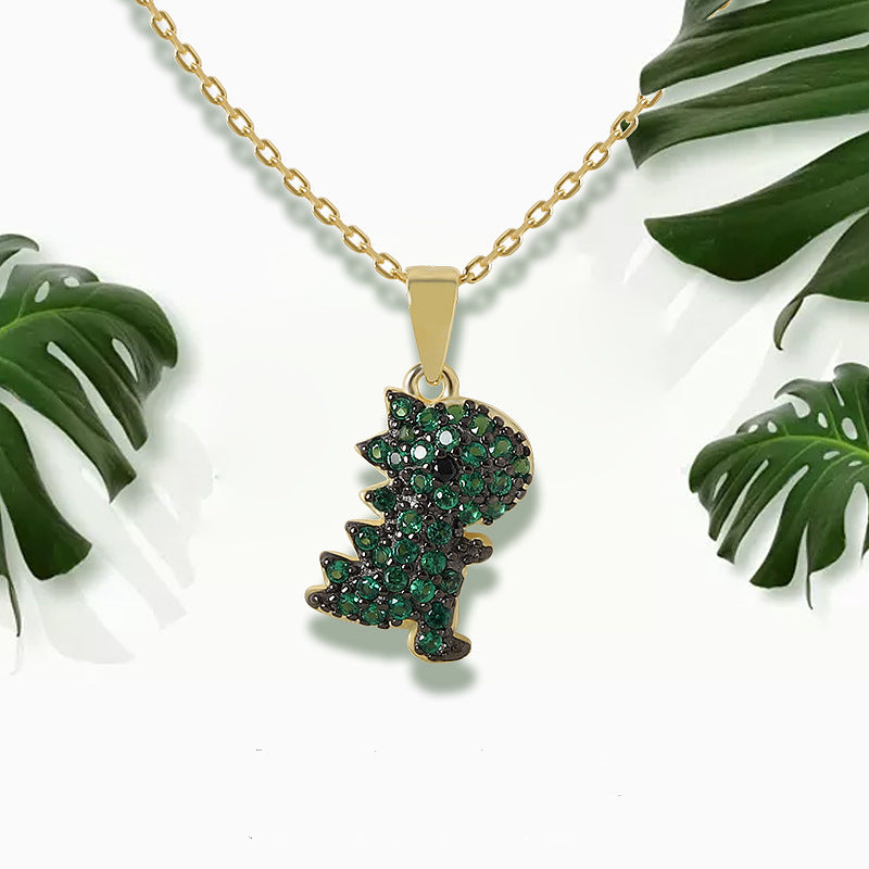 Sterling silver dinosaur pendant necklace, view 3 - MRSLM