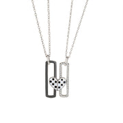 black and white check clavicle chain, view 5 - MRSLM