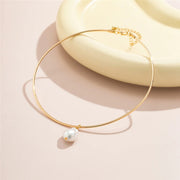 imitation pearl pendant choker necklace, view 8 - MRSLM