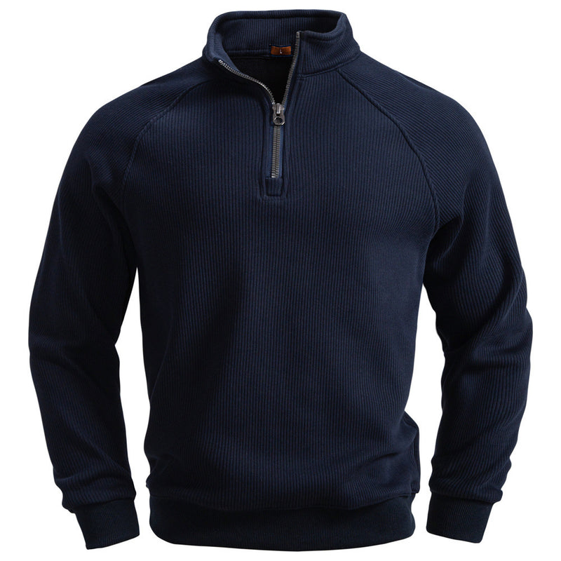 Half Zipper Sweater Stand-up Collar All-match Fleece Men's Sweater Top