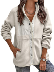 Women's polar fleece stand-collar button jacket, view 5 - MRSLM
