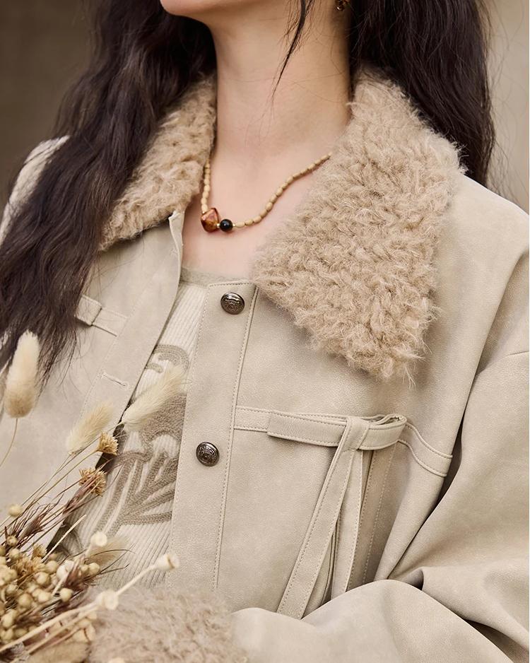 lamb wool short jacket, view 5 - MRSLM