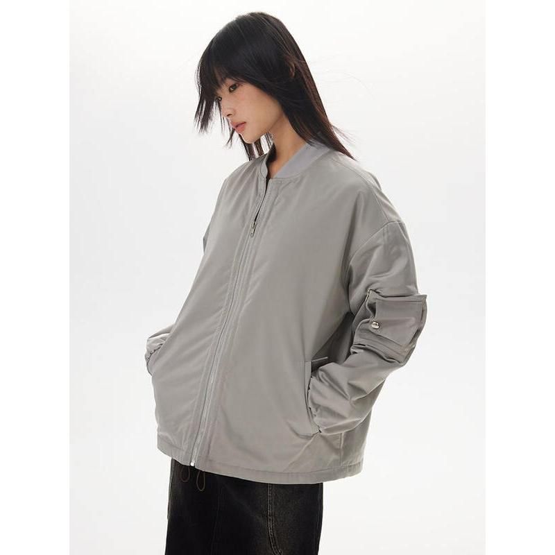 women's pleated zipper cotton jacket, view 3 - MRSLM
