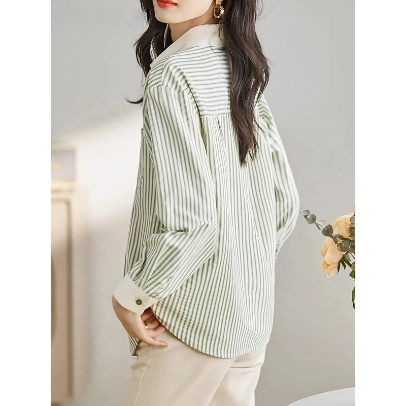 green striped chiffon blouse, view 5 - MRSLM