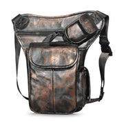 Men's oil waxed leather leg waist bag, view 3 - MRSLM