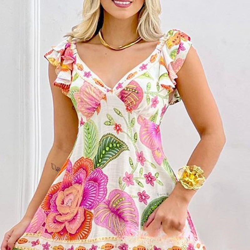 women's white printed dress, view 4 - MRSLM