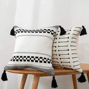 Black and white tassel cushion cover, view 5 - MRSLM