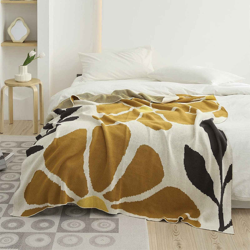 Pastoral floral leaves cotton throw blanket, view 7 - MRSLM