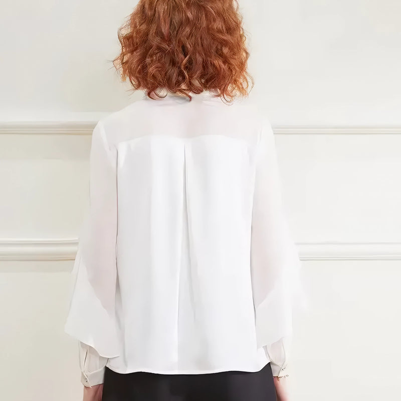 pearl collar chiffon shirt, view 5 - MRSLM