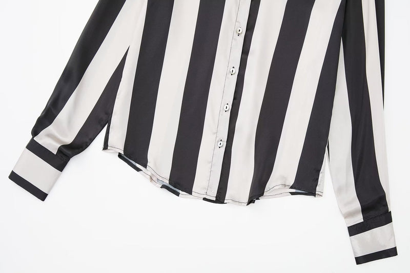 women's satin texture loose shirt, view 3 - MRSLM