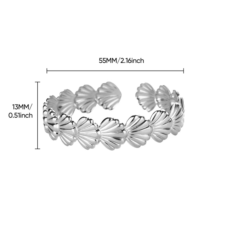 stainless steel shell cuff bracelet, view 3 - MRSLM