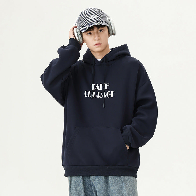 hooded sweater letter print loose top, view 2 - MRSLM