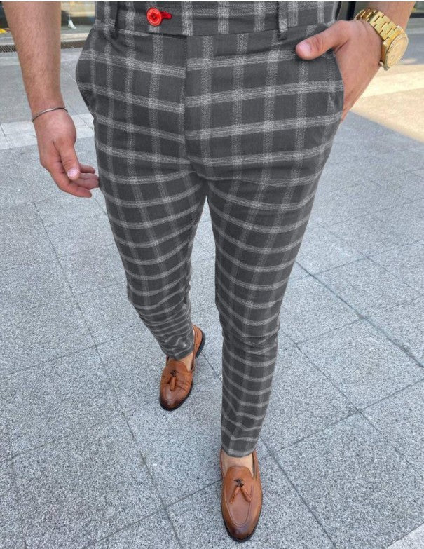 men's business checked casual pants, view 4 - MRSLM