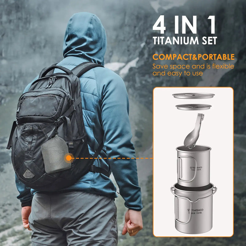 titanium camping cookware set, view 5 - MRSLM