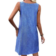 Sapphire blue camisole dress, view 5 - MRSLM