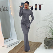 women's gray high waist dress, view 2 - MRSLM