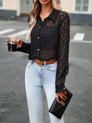 sheer black jacquard shirt, view 5 - MRSLM