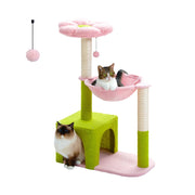 flower cat tree with large hammock, view 2 - MRSLM