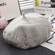 cross chain wool beret, view 5 - MRSLM