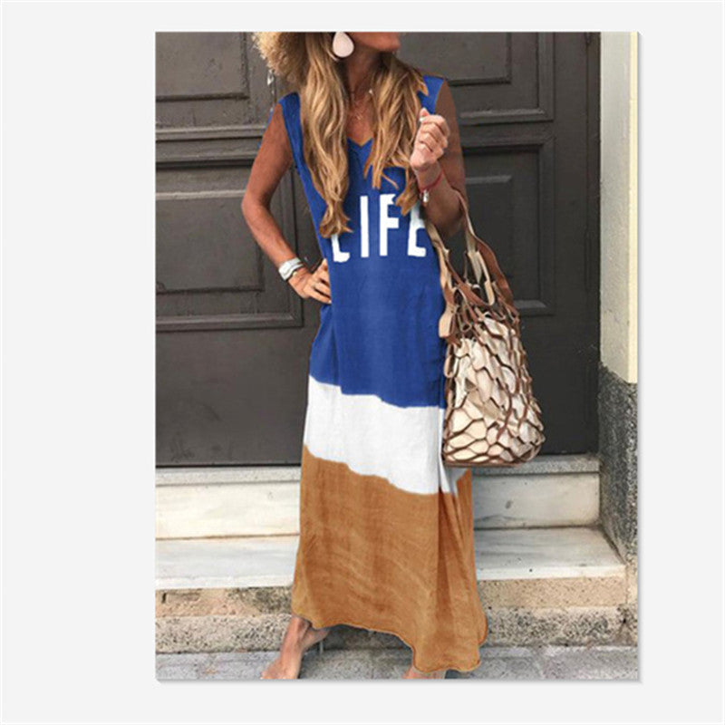 women's long cotton vest dress, view 3 - MRSLM