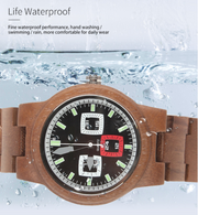 bamboo quartz watch black walnut strap, view 5 - MRSLM