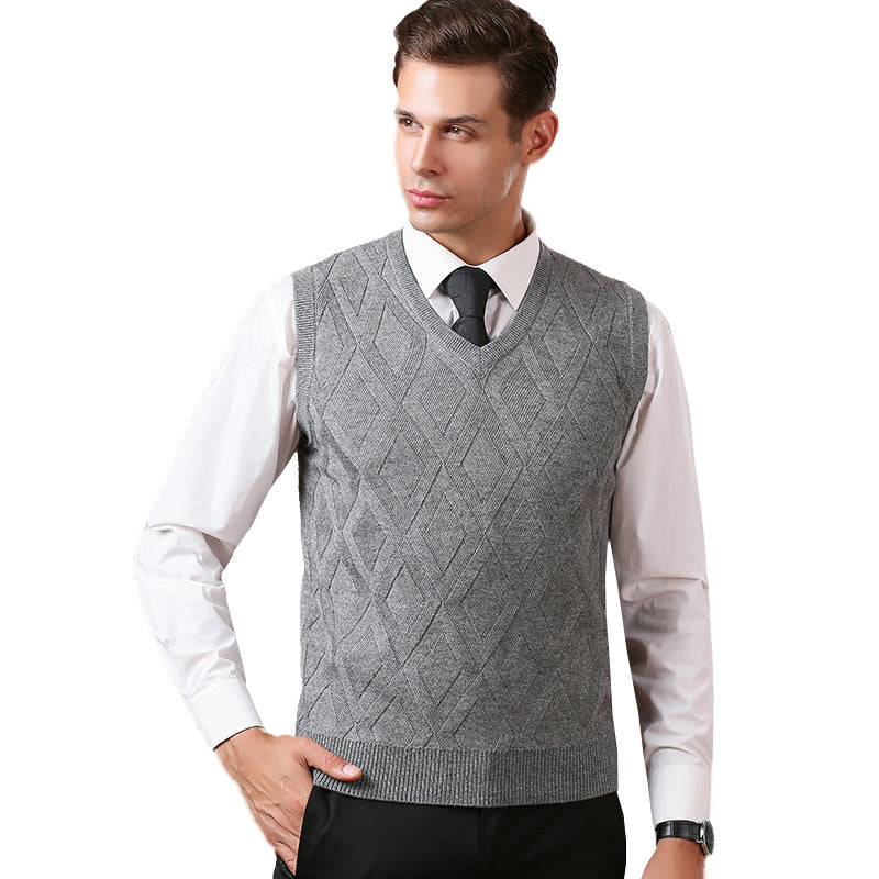 Men's V-neck knit sweater vest, view 7 - MRSLM