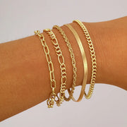 6-piece gold bracelet set, view 3 - MRSLM