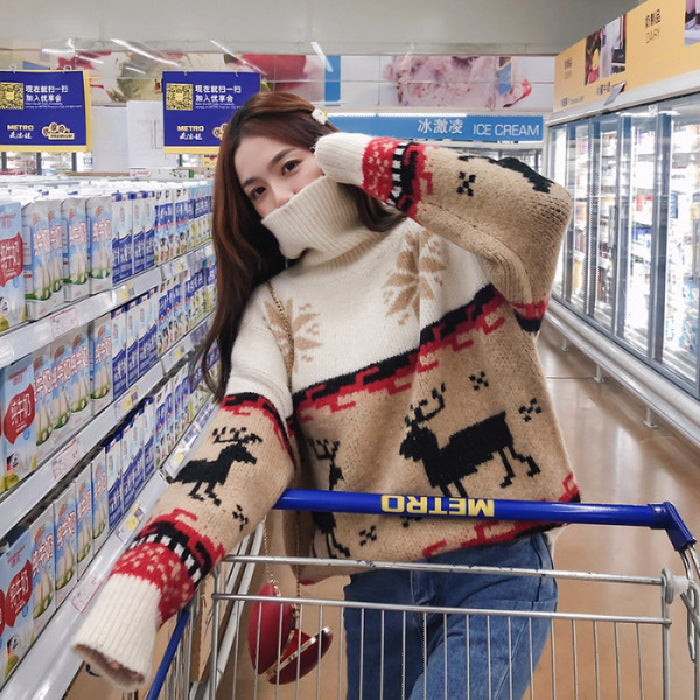 Women's oversized Christmas turtleneck sweater, view 4 - MRSLM