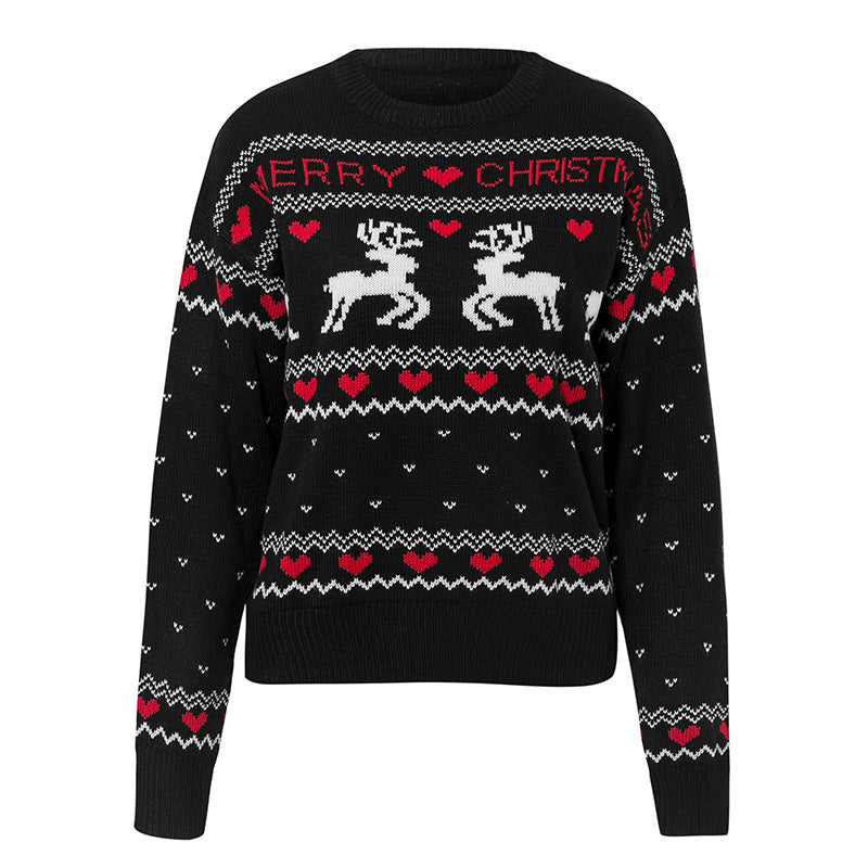 Women's elk heart Christmas knit sweater, view 5 - MRSLM