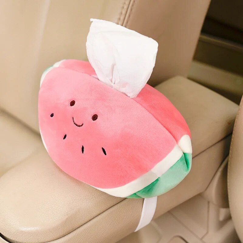plush cartoon car tissue holder, view 3 - MRSLM