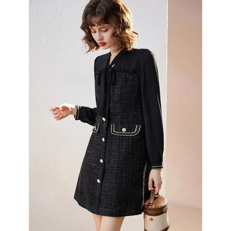 elegant bow lace-up a-line dress, view 7 - MRSLM