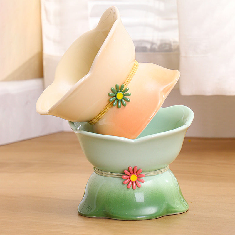 elevated gradient ceramic pet bowl, view 12 - MRSLM