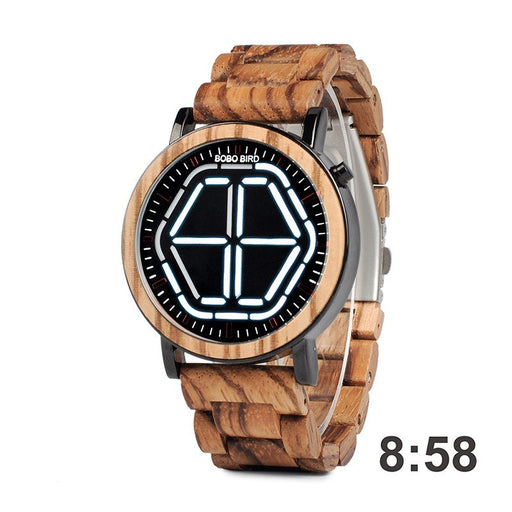 luminous wooden LED watch, view 9 - MRSLM