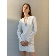 elegant notch neck tunic dress, view 3 - MRSLM